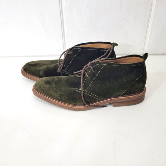 Loake Green Suede Chukka Boots Mens US Size 9 UK Size 8 1/2 Leather Sole Made In - Picture 2 of 8